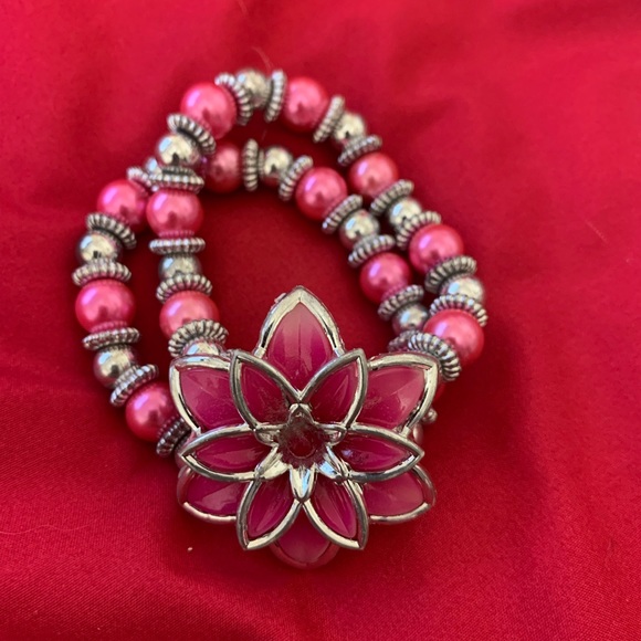 Jewelry Pink Flower Beaded Bracelet Poshmark